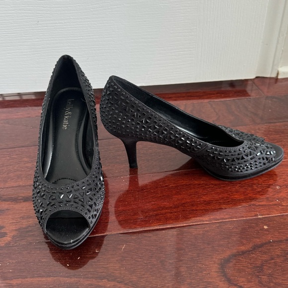 Kelly & Katie studded black open toed heels - Picture 2 of 5